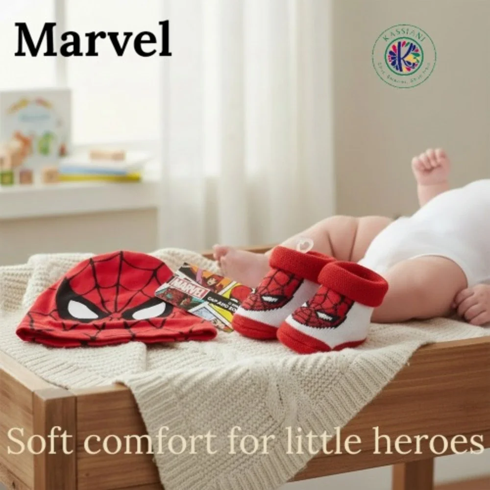 Marvel Baby‎ Spiderman Cap & Booties Set – Red 0–12M